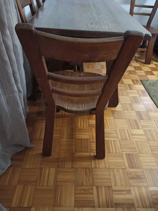 Mesa jantar rústica madeira maciça 170x85cm + 6 cadeiras