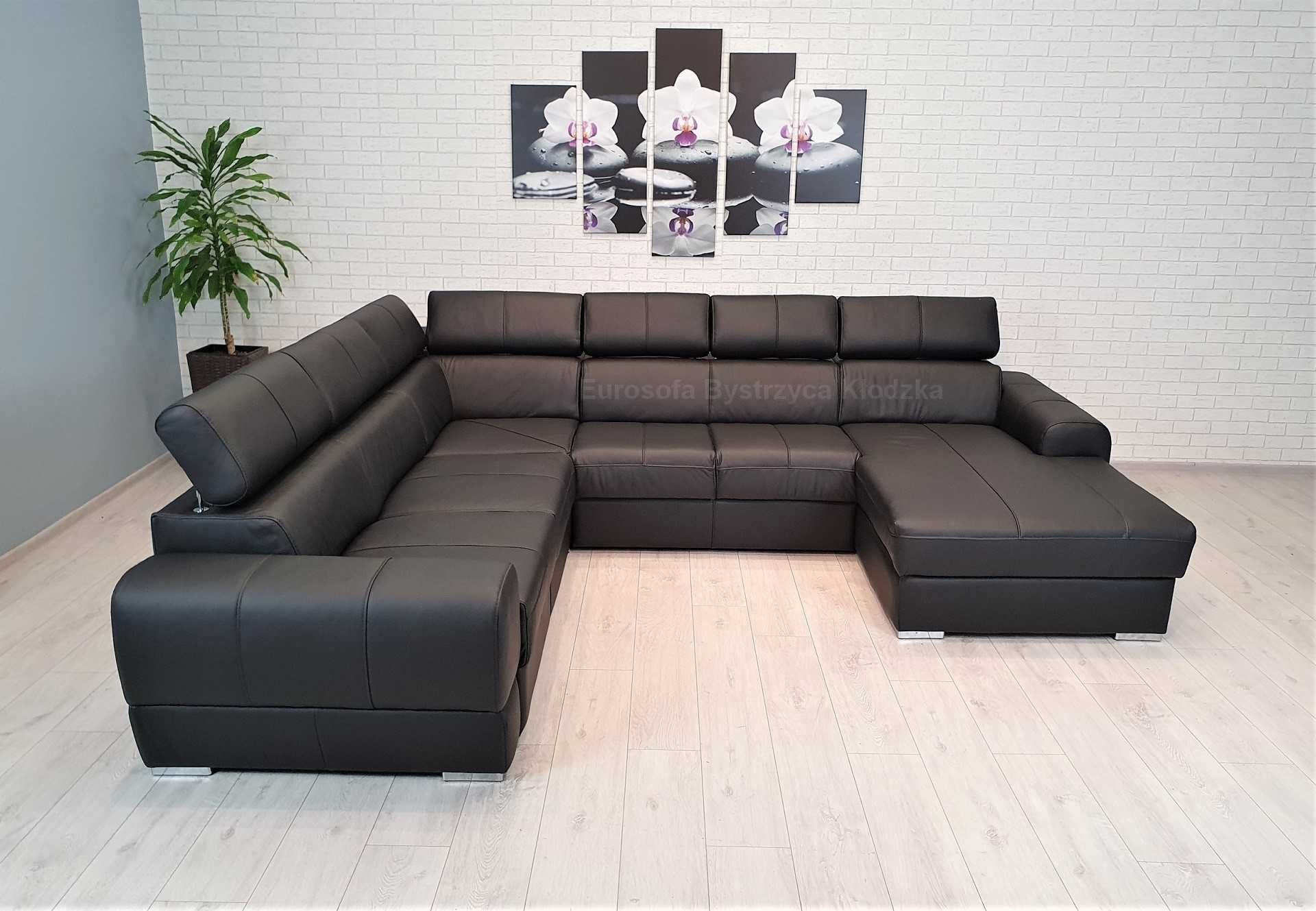 Narożnik U 255x302x167 skórzany, sofa ze skóry SKÓRA naturalna