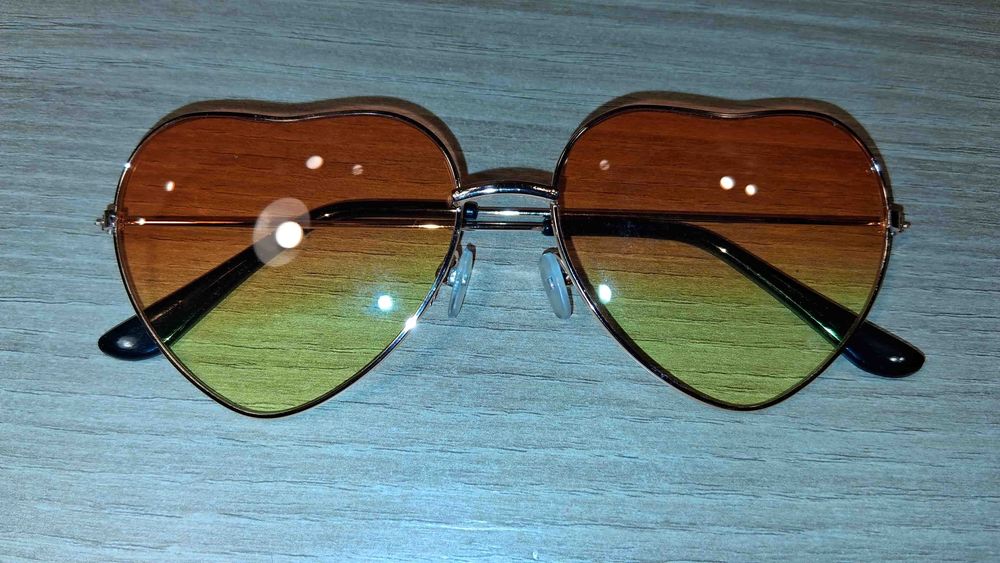 Modne Okulary Serduszka Cienkie Oprawki Kolorowe Gradientowe