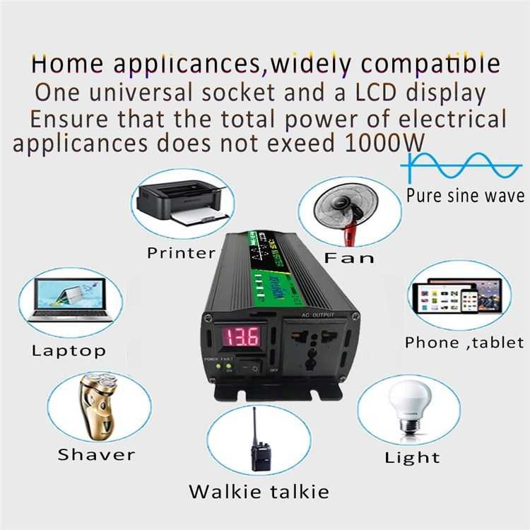 Преобразователь напряжения 12В/220В 1200 Вт Инвертор Чистая синусоида