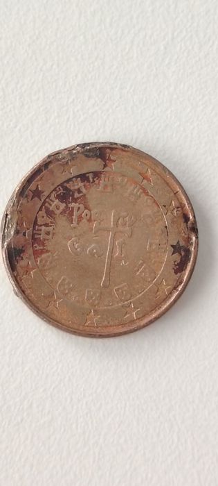 1 Cêntimo de Portugal ano 2002 Com defeito de cunhagem