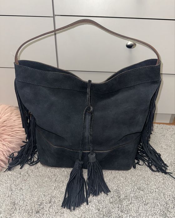 Крутезна шкіряна (замша) сумка-шоппер, Mango