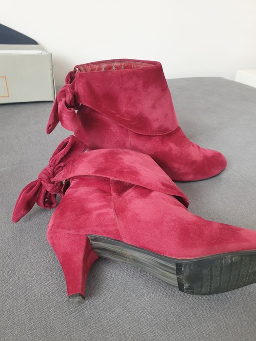 Damskie botki wiosenne, rozmiar 40, bordowe