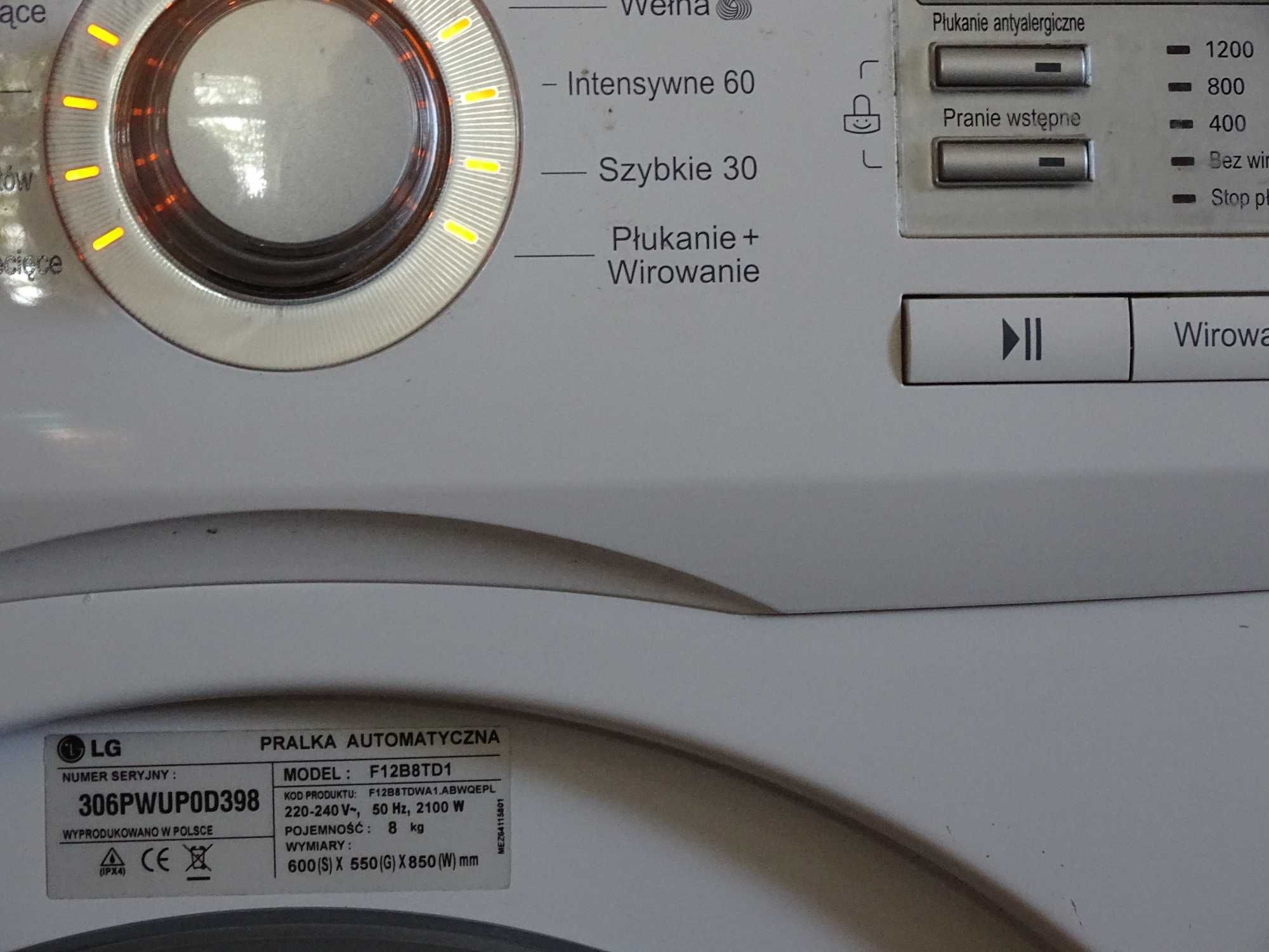 LG 8kg DirectDrive-nowy krzyżak i bęben+dostawa