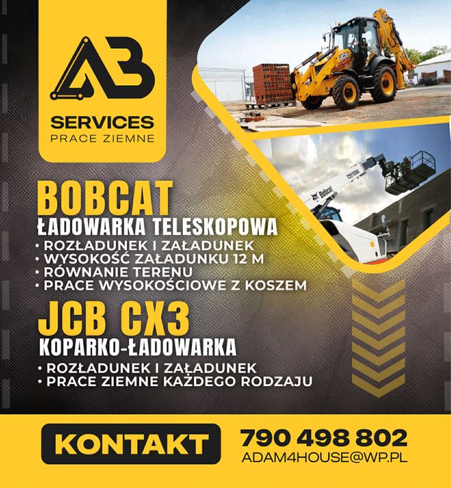 Usługi koparko-ładowrką i ładowrka telskopawą