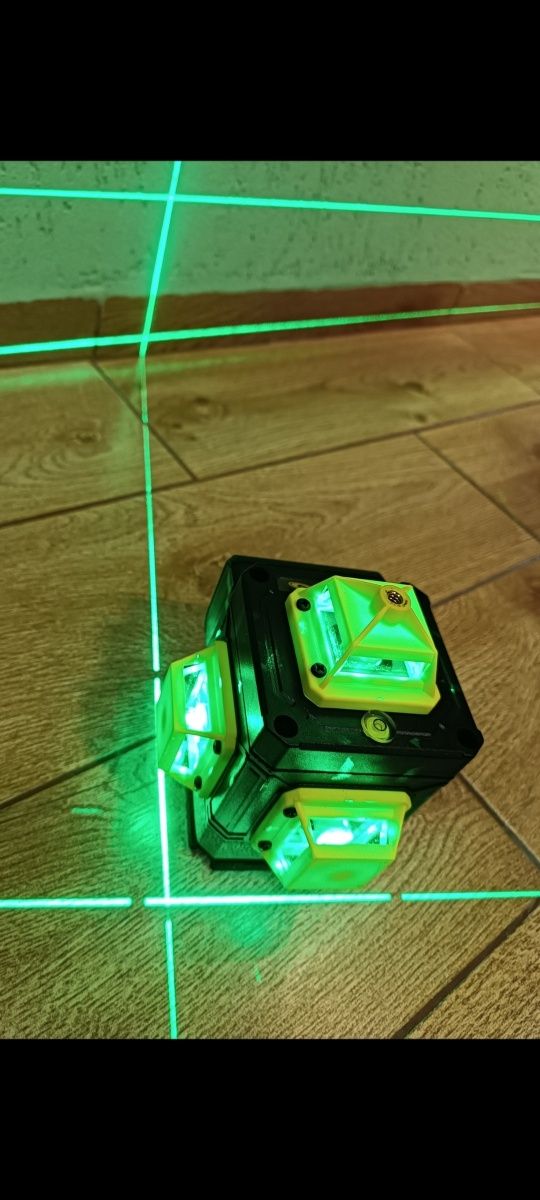 GROSAM, 16 линий, 4D +Пульт Лазерний уровень рівень  Hilda зелений луч