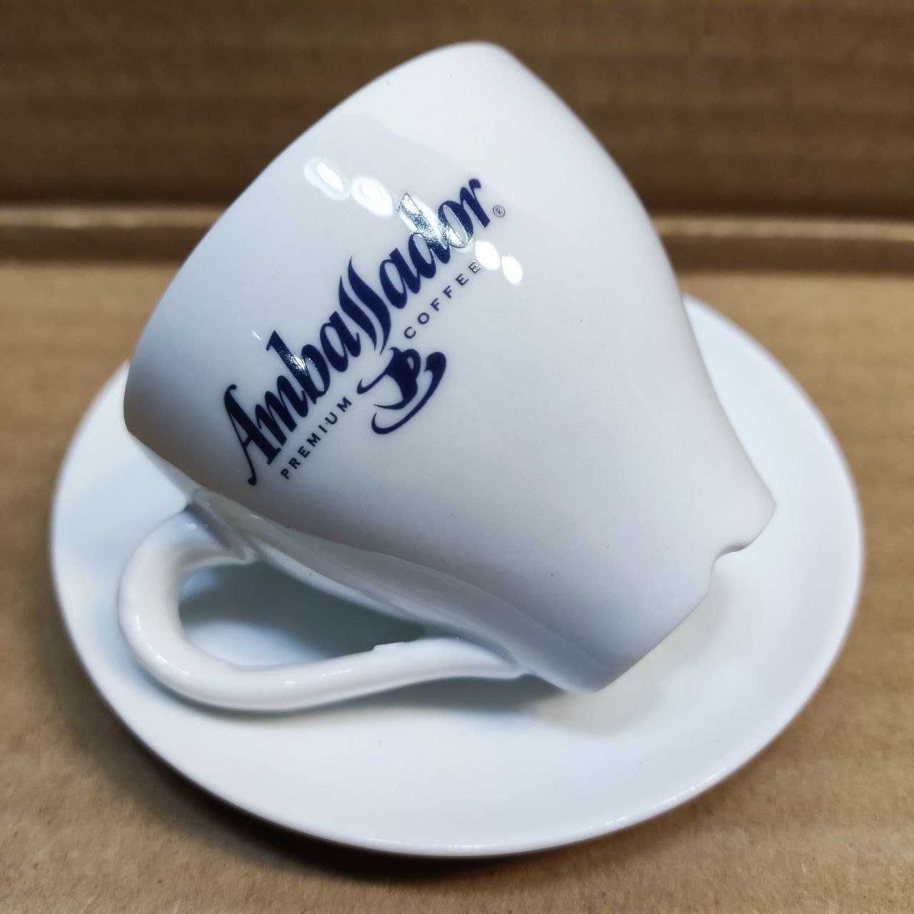 Чашка кофейная AMBASSADOR с блюдцем. Толстостенный фарфор