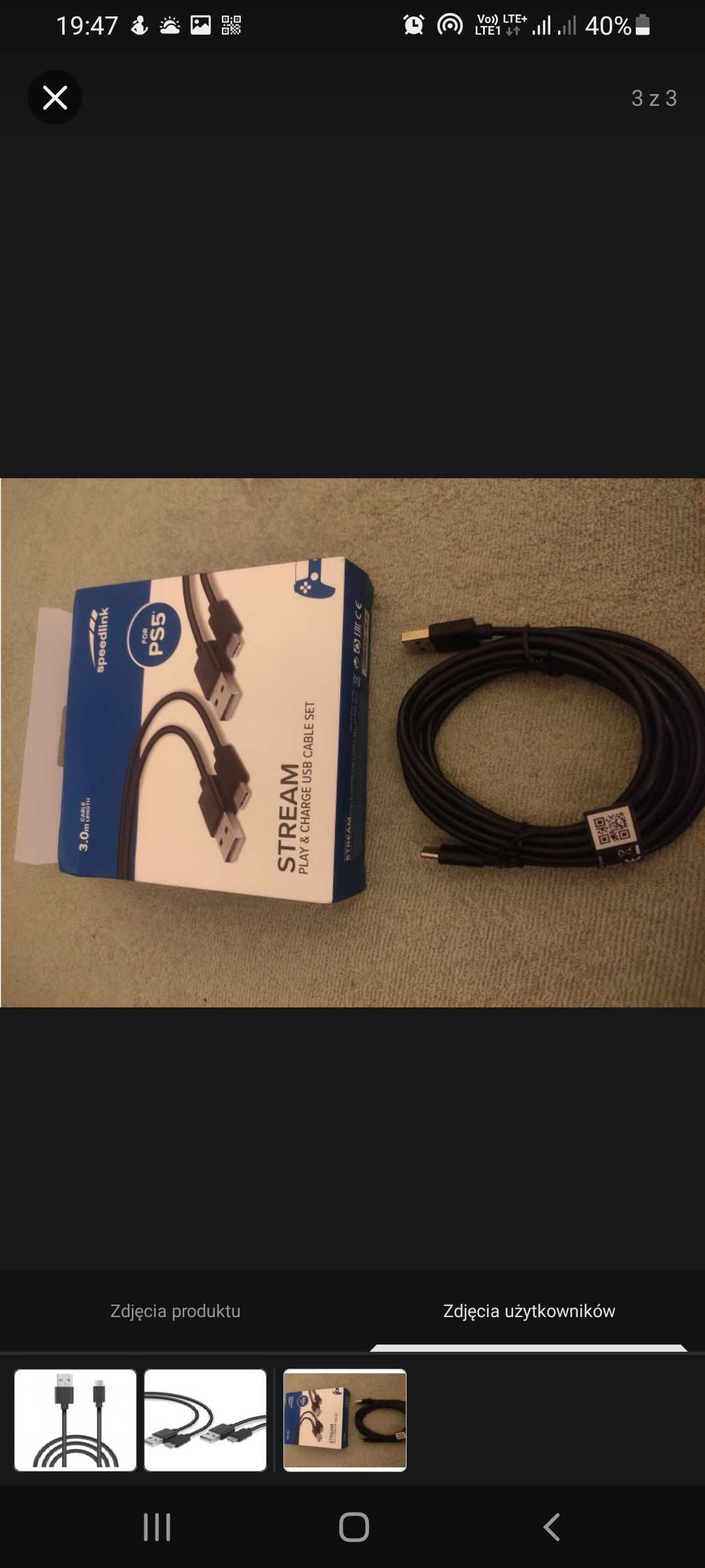Kabel SpedLink STREAM USB-A USB-C 3m. (2szt.) opakowanie PS5 ladowania
