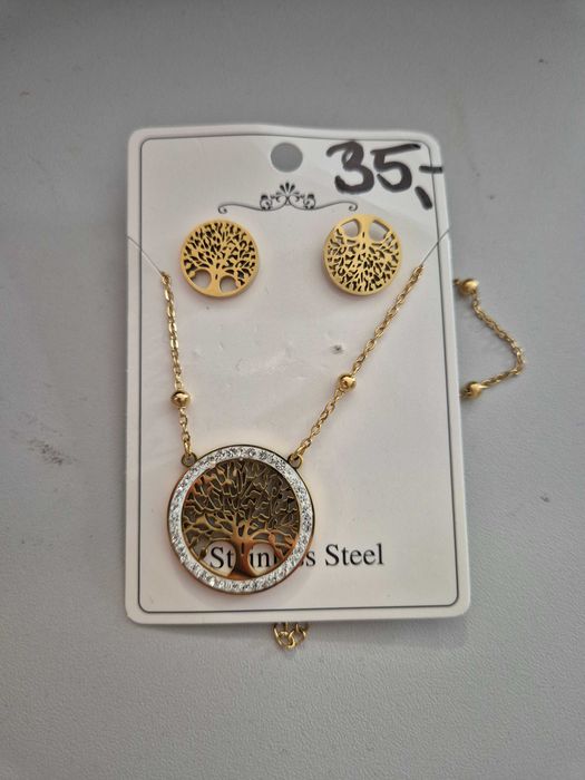 Zestaw kolczyków i naszyjnik trzewo timberland cyrkonie