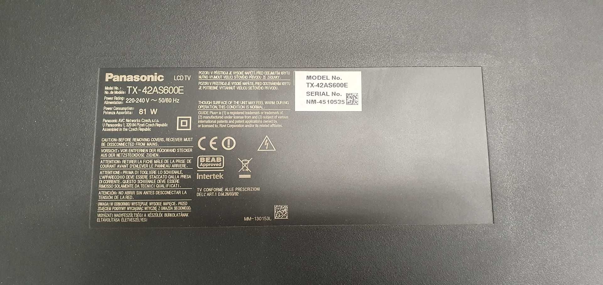 Telewizor Panasonic TX-42AS600E USZKODZONY na części