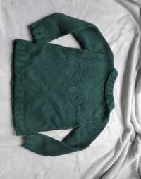 Sweter świąteczny renifer ciemna zieleń 98-104 wełna bawełna