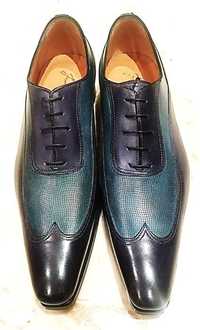 Sapatos novos Francesco Benigno italianos tamanho 44 azuis com caixa