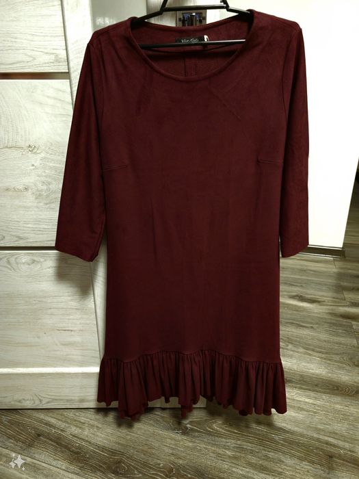 Сукня замшева бордового кольору