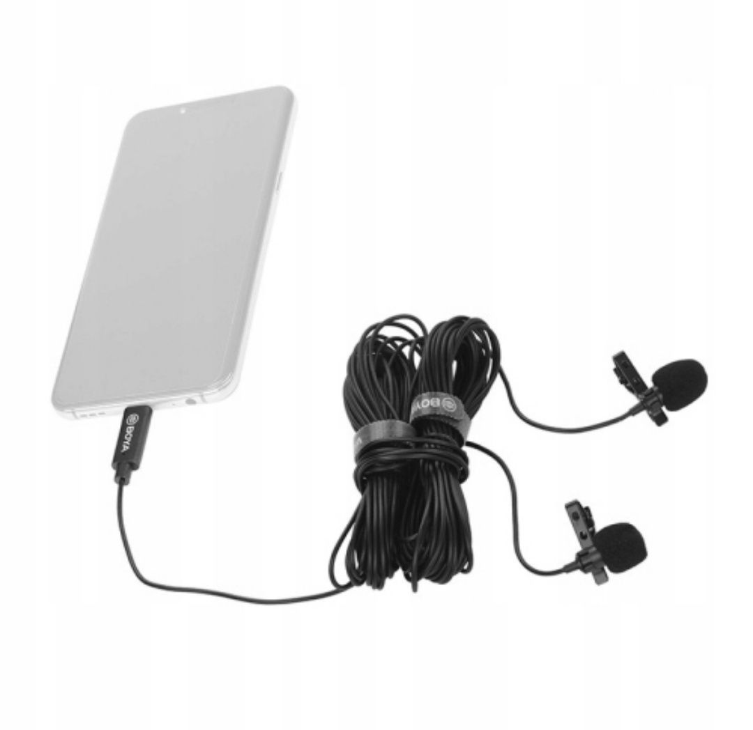 Boya BY-M3D - mikrofon krawatowy ze złączem USB-C , dwa miktorony