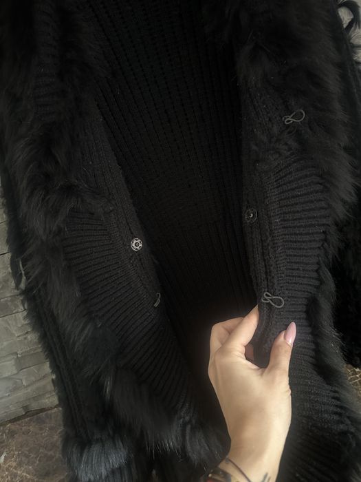 Długi sweter Sportalm futro naturalne roz 40 gruby