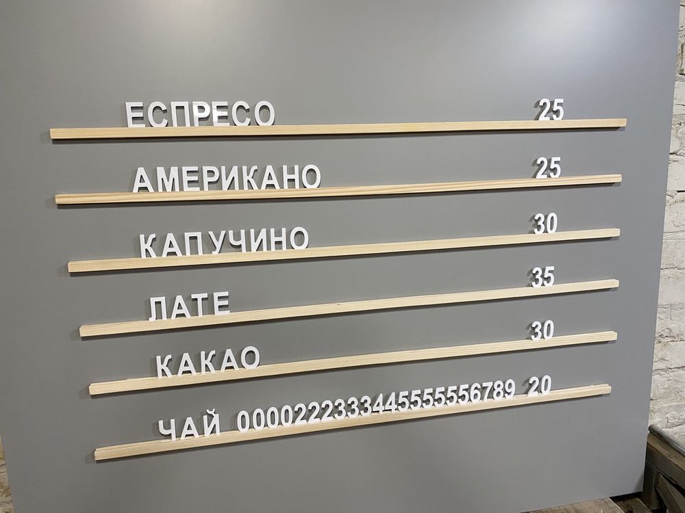 Набірне меню наборное вывеска цены штендер кофейня