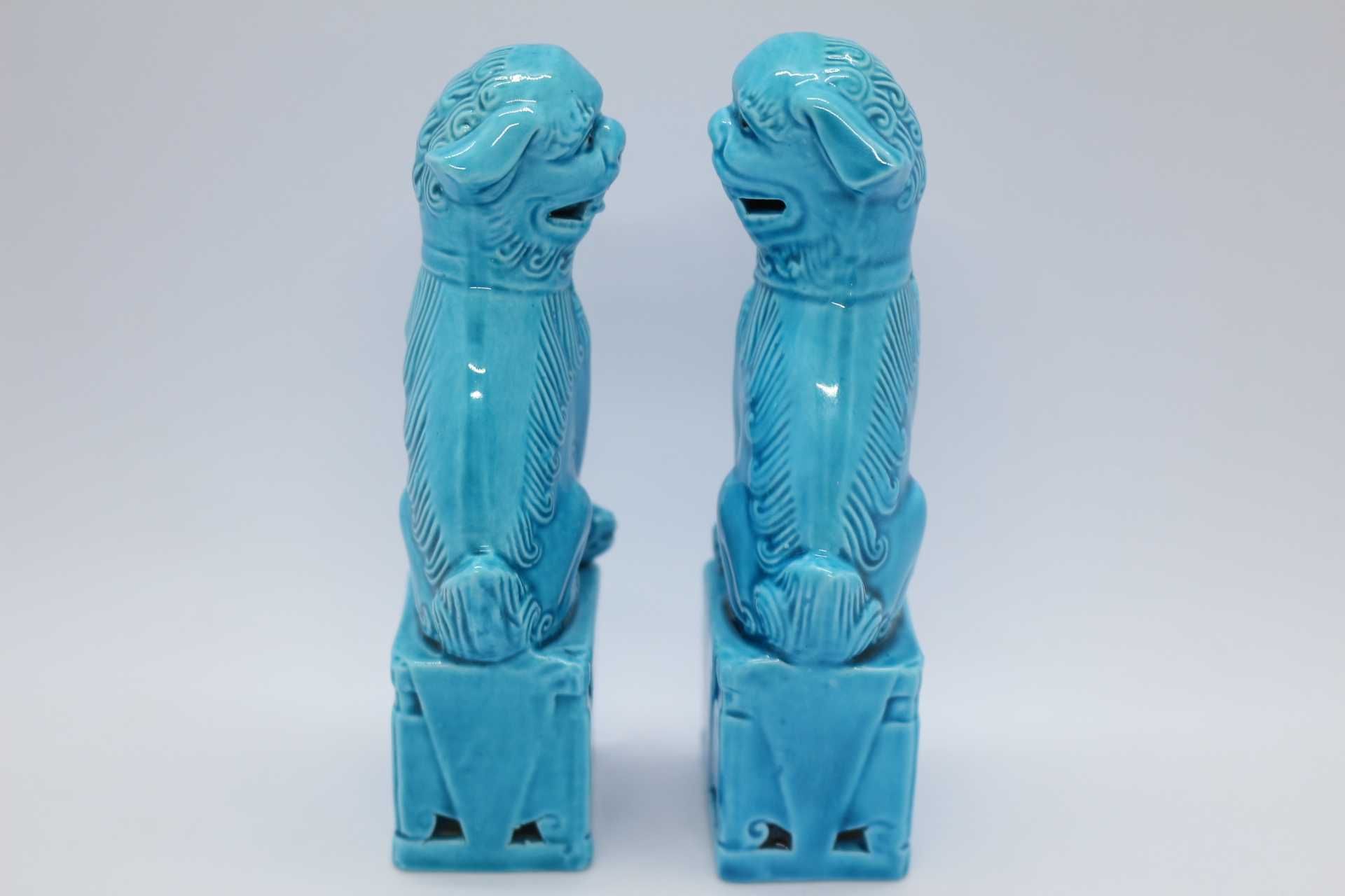 Par de Cães Foo 11,5 cm Porcelana Chinesa XX