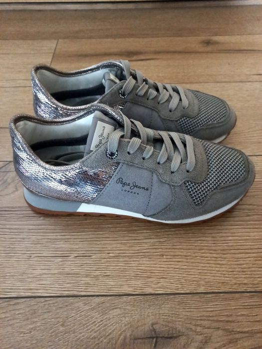 Sneakersy Pepe Jeans 37 szare błyszczące