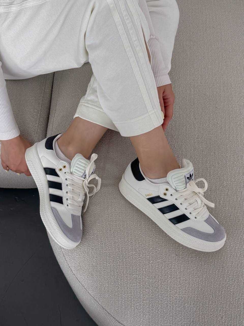 Кросівки Adidas Samba XLG White Black адідас самба чорні білі сірі
