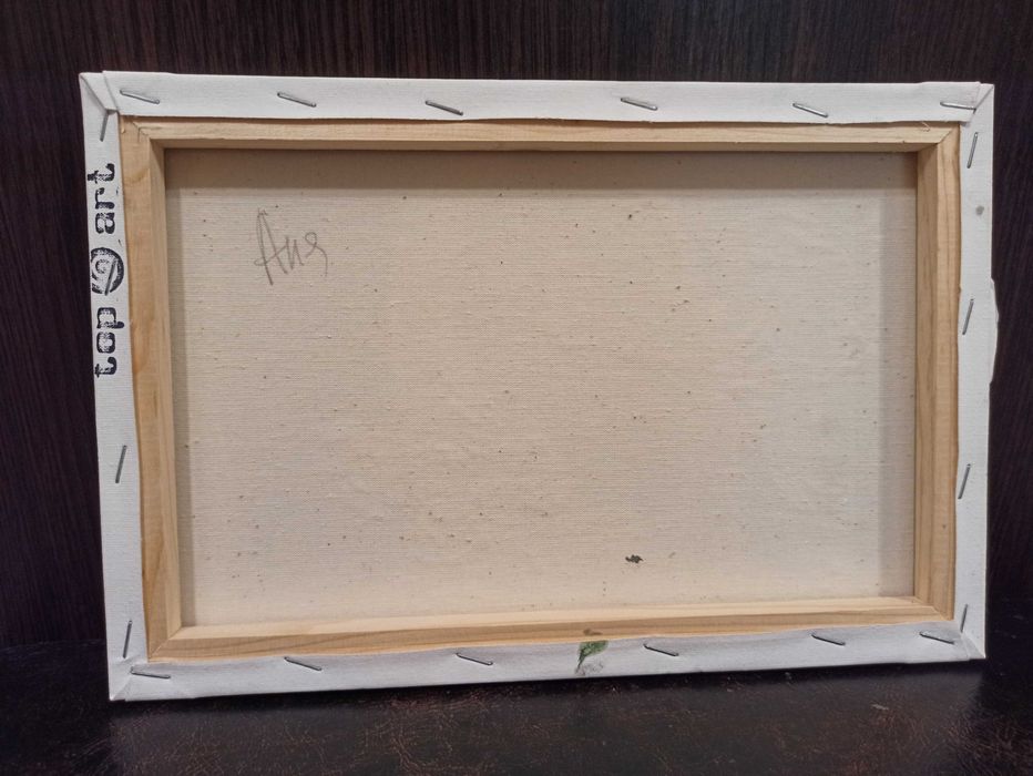 Картина "Слоники" холст рамка гуаш.