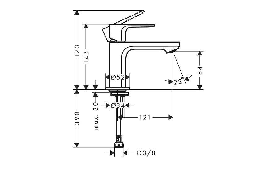 Hansgrohe Rebris S 80 Bateria umywalkowa czarny mat