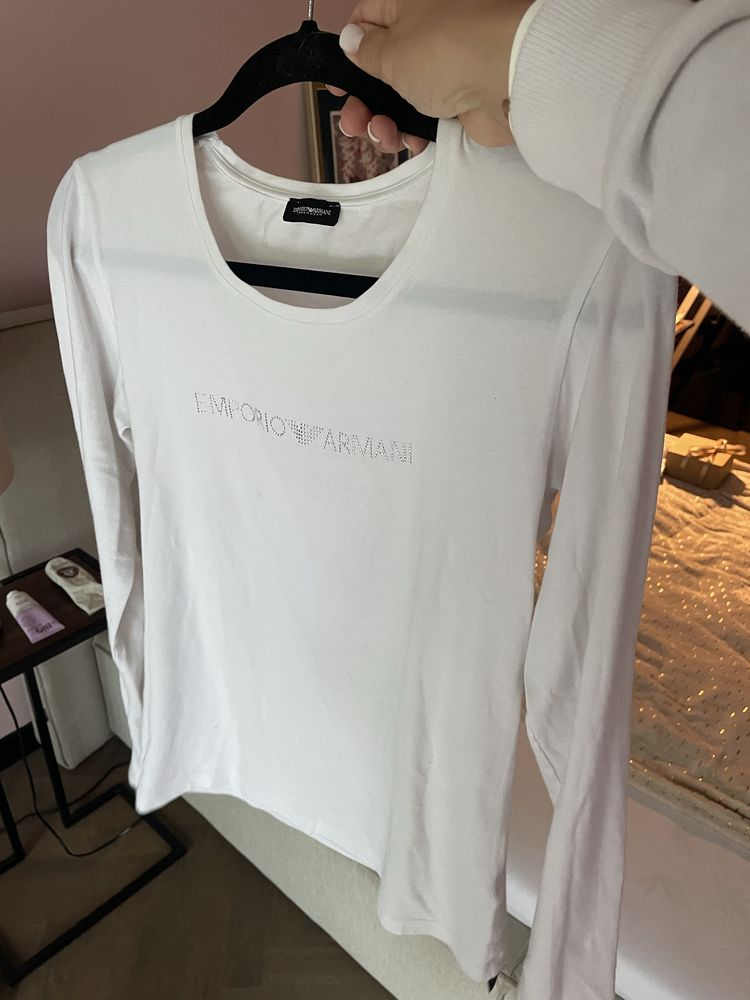 Emporio Armani bluzka M basic t shirt diamenty kryształki