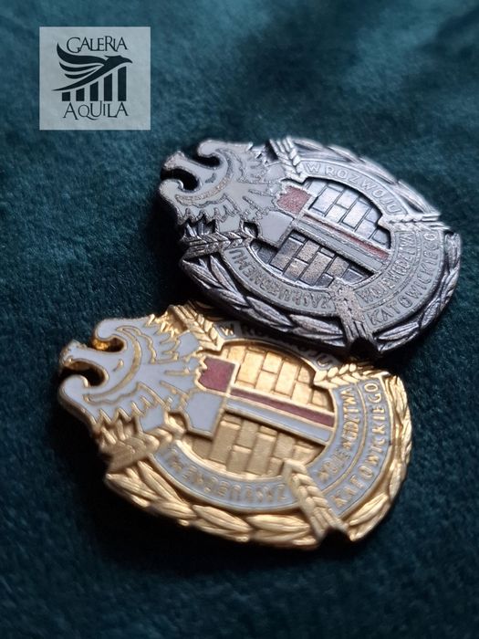 Dwie odznaki Zasłużonemu w rozwoju woj. katowickiego