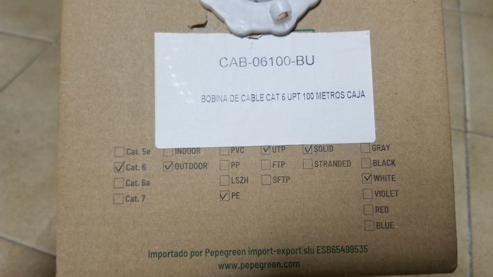 Cabo de Rede RJ45 Cat6 100m (Novo)