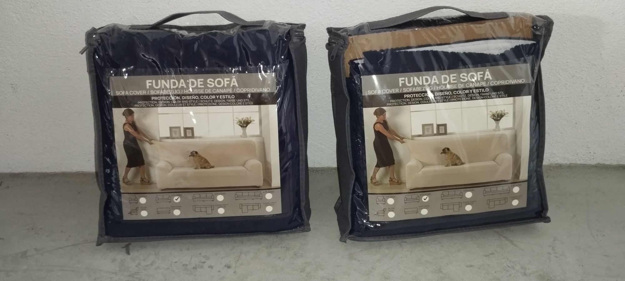 Capas elásticas para sofá duplo, 2 (duas) unidades.