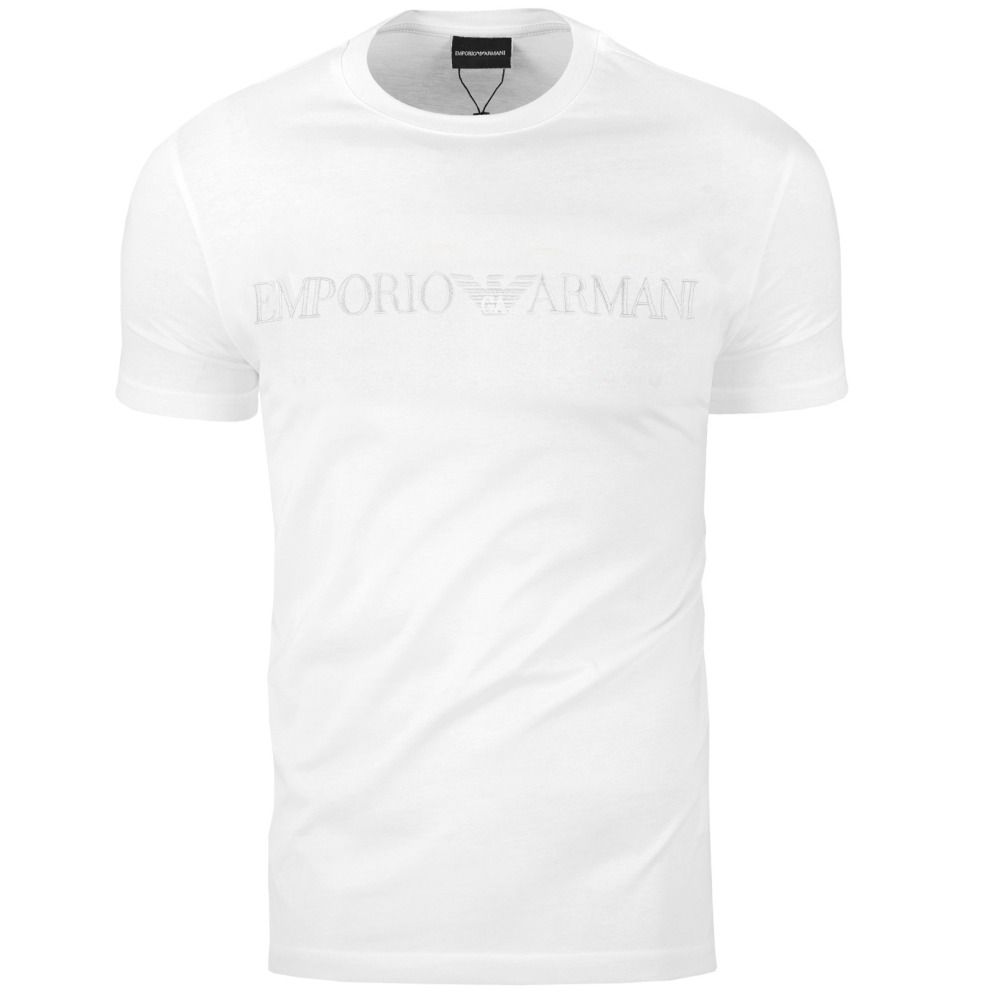 Emporio Armani T-Shirt Białe Logo Haftowane R. S