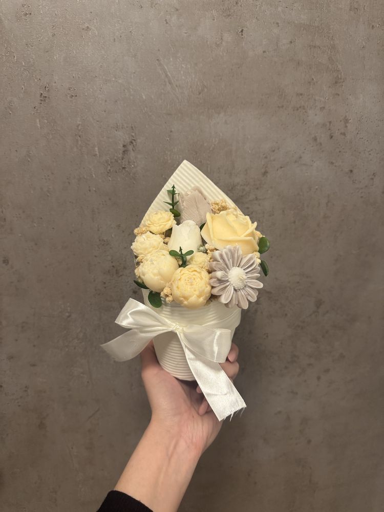 Świece sojowe bukiet ze świec flower box candles box komunia prezent