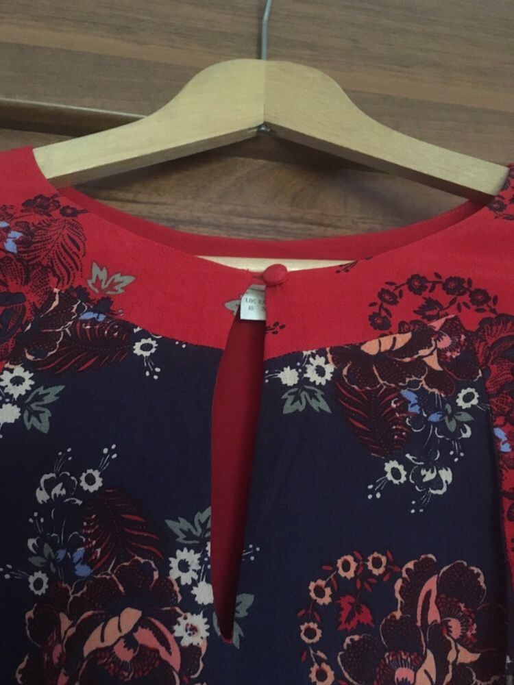 Sukienka czerwona w kwiaty rozm 36 styl boho, festiwal