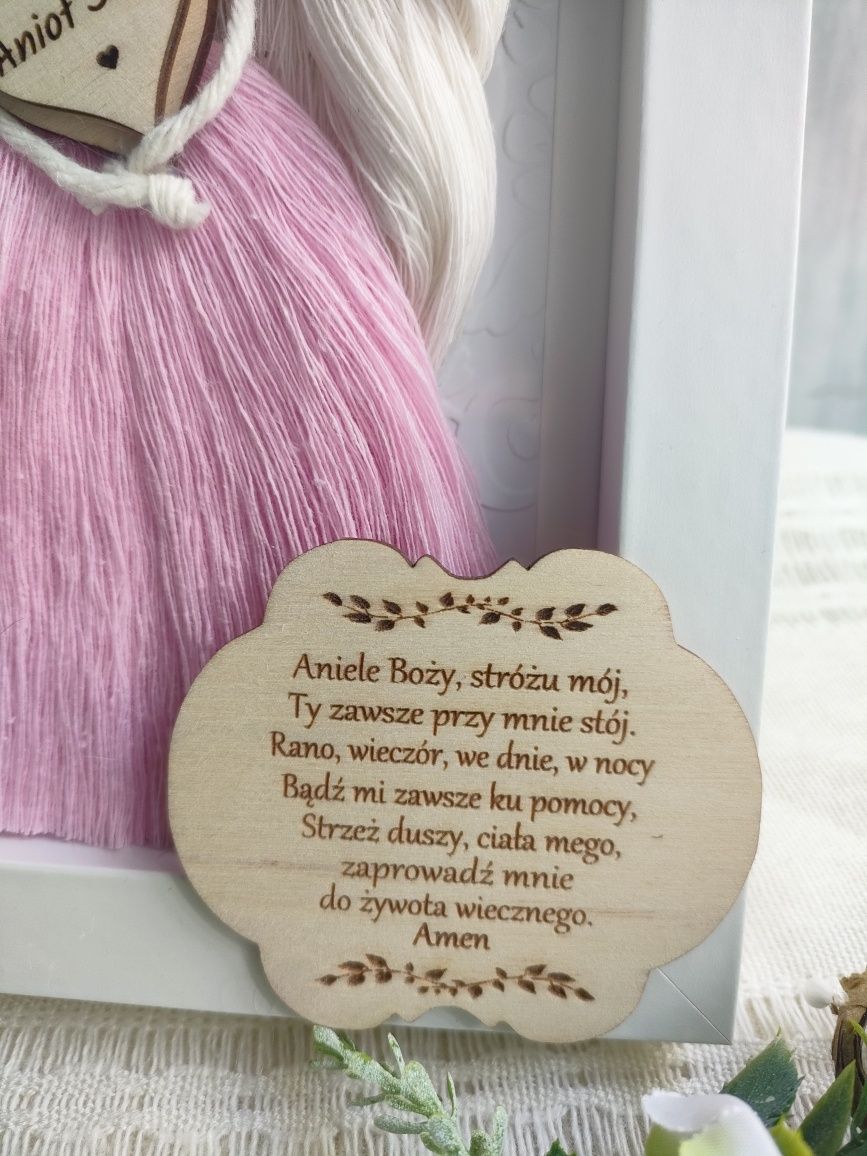Pamiątka Chrztu Świętego Anioł Stróż w ramce