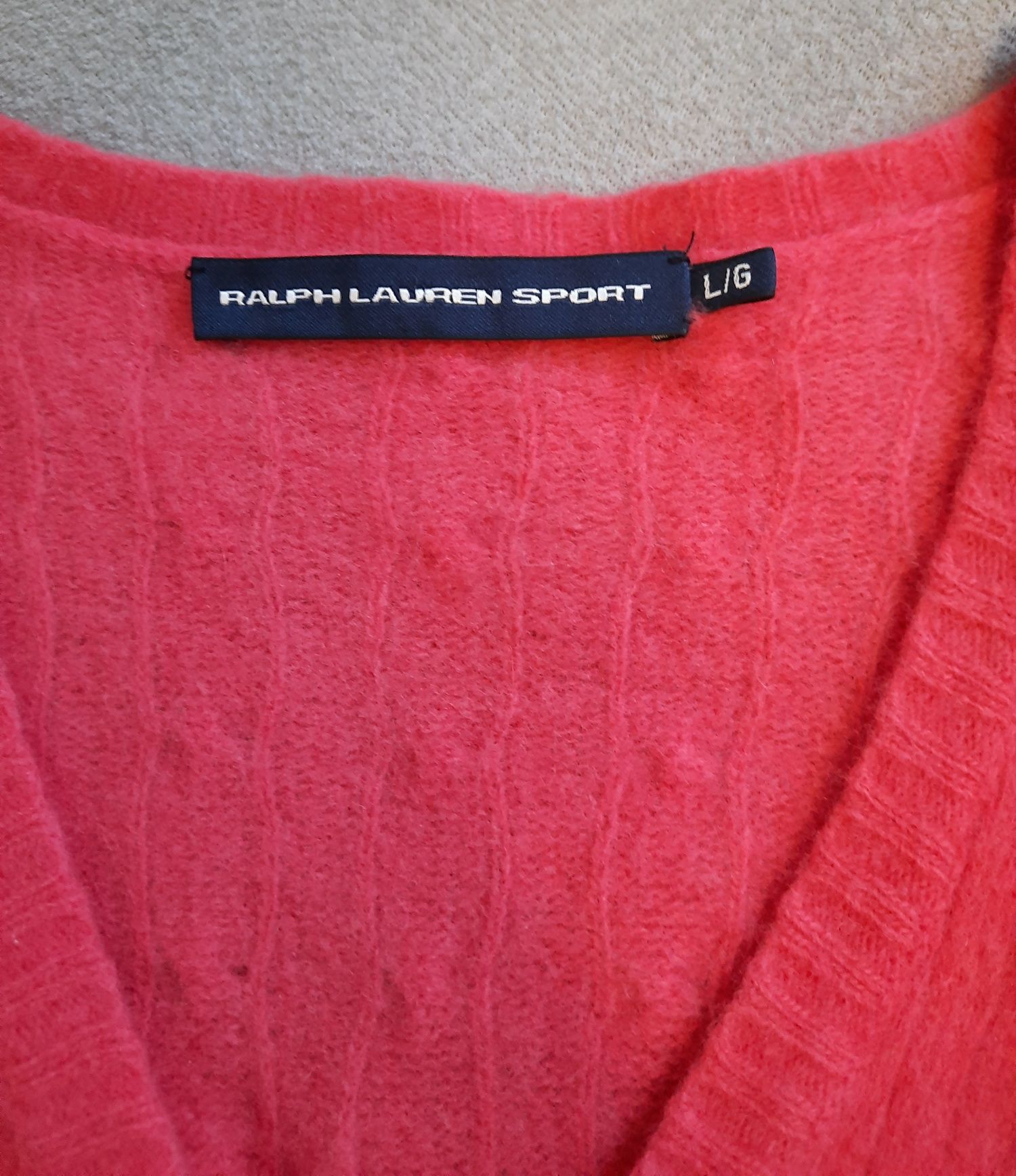 Sweter Ralph Lauren wełniany 100% merino wool różowy łososiowy damski