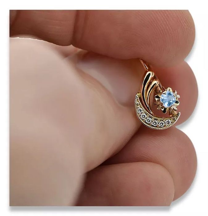 Kolczyki z brylantami i akwamarynem 14k różowego złota ved093rw-aq Wr