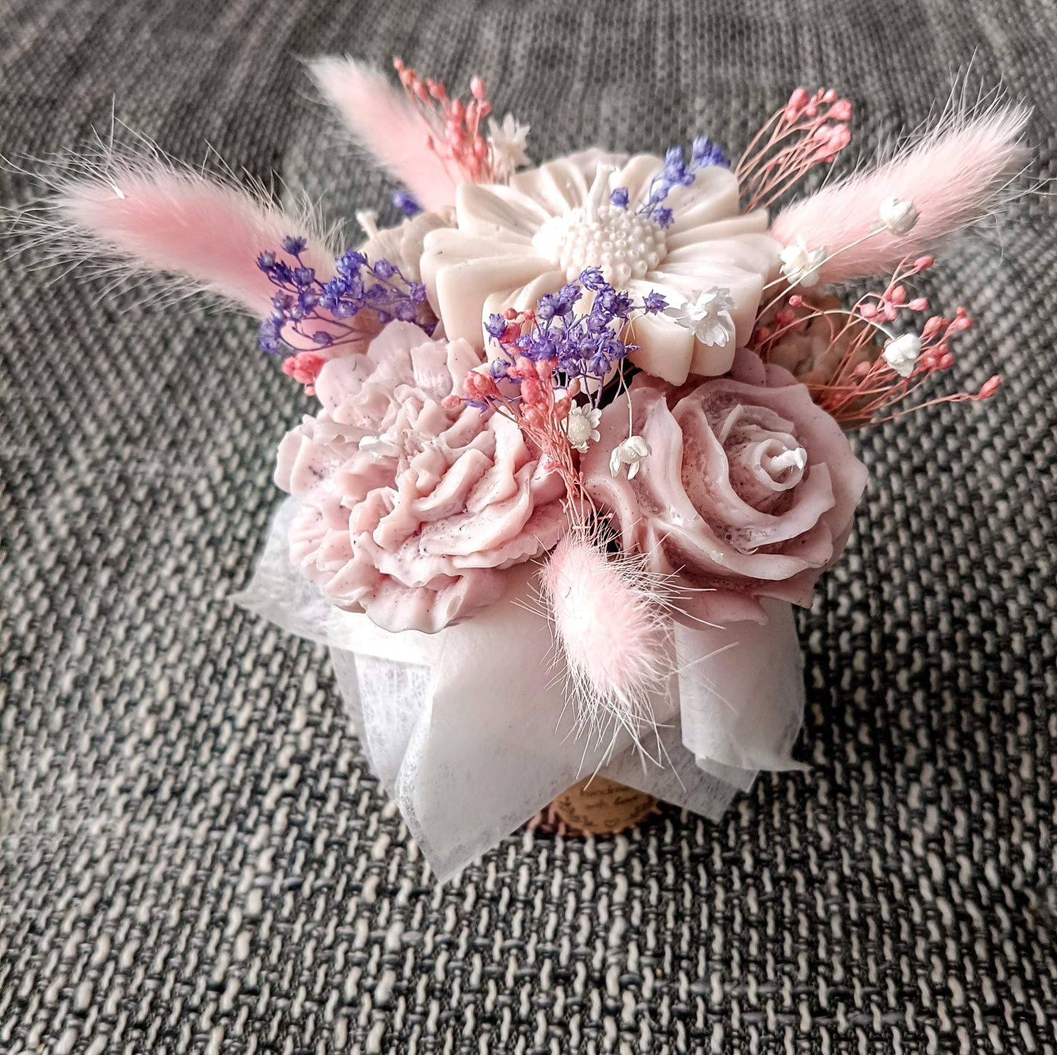 Mini Flowerbox kwiaty z wosku sojowego - Handmade