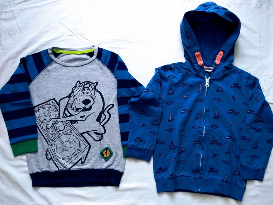 2x bluza 110 smyk Scooby-Doo na zamek suwak z kapturem 100% bawełna