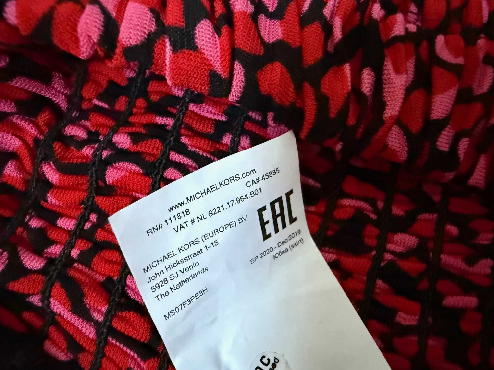 Mini spódniczka z falbanami, czarno-czerwona, Michael Kors, rozm. XS