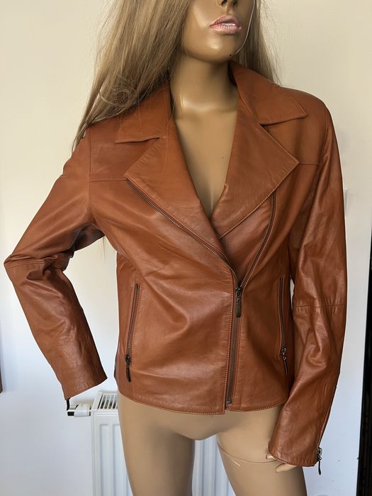 Skóra naturalna kurtka damska brązowa toffi cielista L 40 Broch