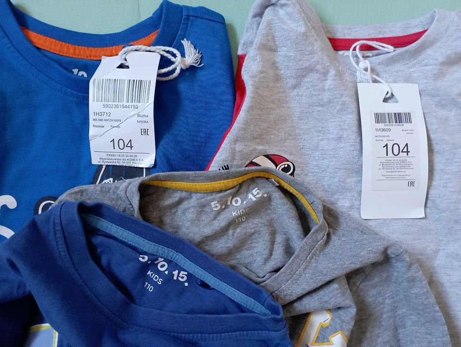Bluzki na długi rękaw 4 szt - nowe, roz. 104-110