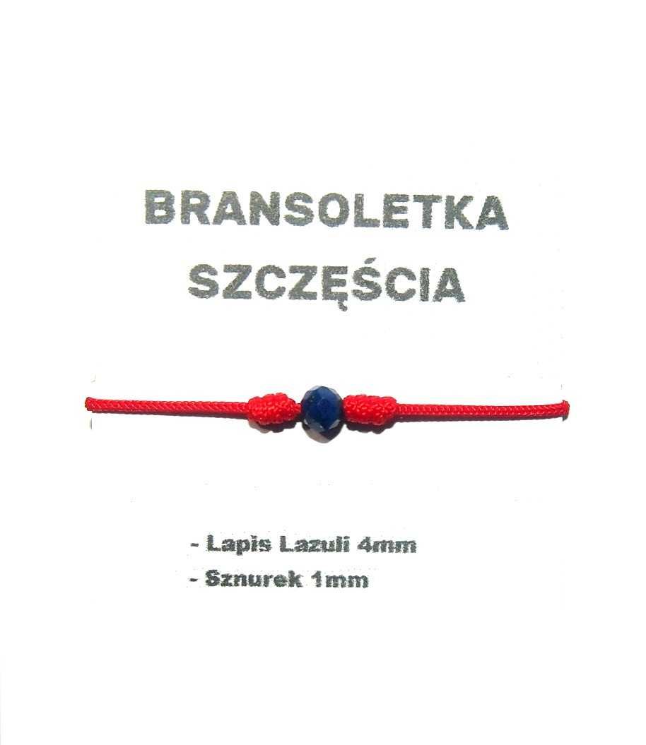 Czerwona Bransoletka Szczęścia Lapis Lazuli 4mm