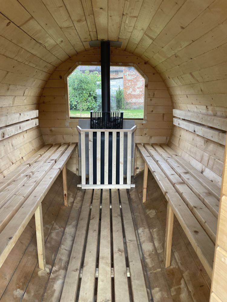 Mobilna sauna beczka, sauna na lawecie, 4 m długości