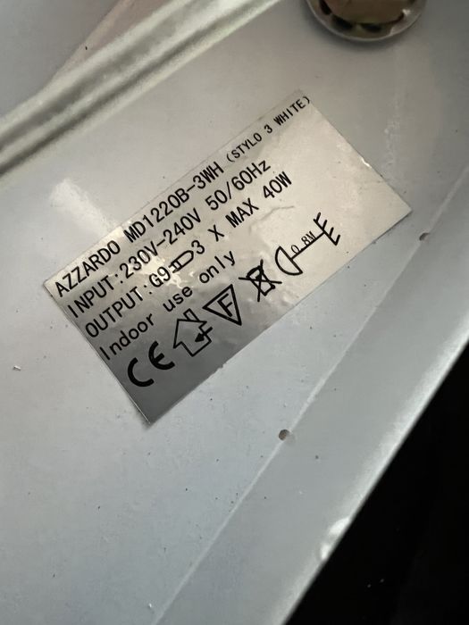 Lampa Azzardo stylo 3 biała MD1220B-3-WH / AZ0207