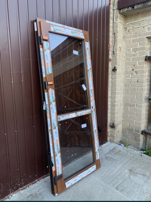 Drzwi PCV zewnętrzne do sklepu biura na taras,białe antracyt złoty dąb