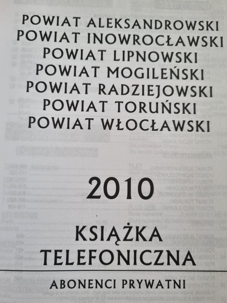 Książka telefoniczna powiatów wojewodztwa kujawsko-pomorskiego 2010.