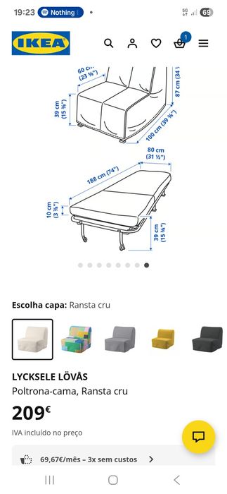 Sofá poltrona-cama Ikea