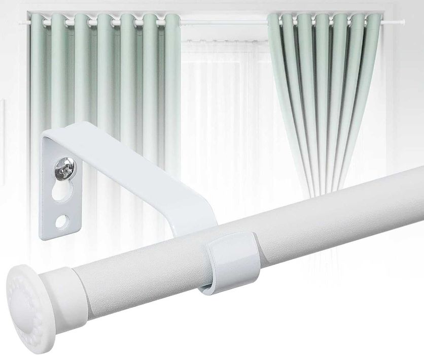 877 HARRMS 16mm Karnisz Rozkładany, Matowy Biały, 76-152 cm