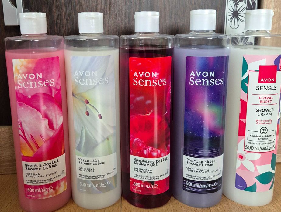Żele pod prysznic 5x500ml Avon Senses
