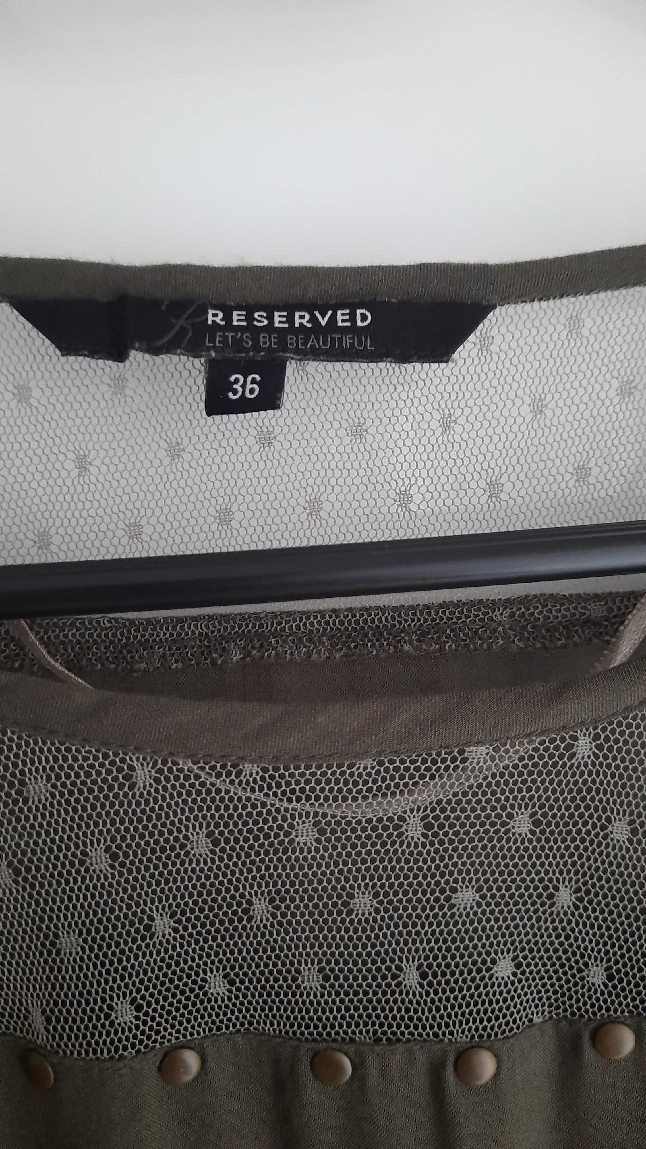 Luźna bluzka RESERVED r. S / 36, kolor khaki/oliwkowy