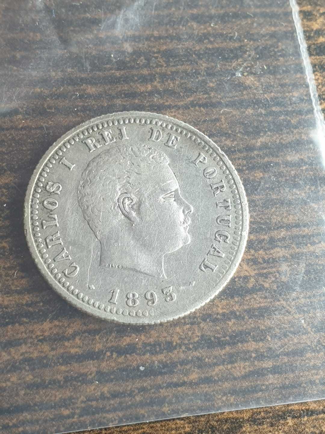 Moeda de 100 réis de prata, D. Carlos I de 1893 [Rara]